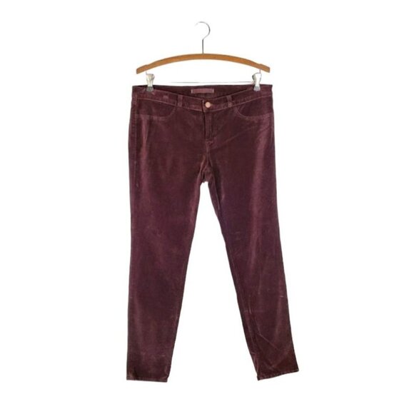 J Brand Velveteen Jeans Burgundy Velvet Skinny Jegging Pants Womens Size 31 - Picture 1 of 10